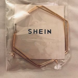 Hexagon Gold Hoops